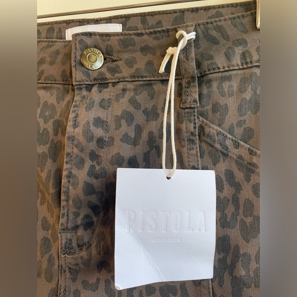 NWT Pistola|| Hannah Leopard Print Cargo Skinny Jeans Size 29 Brown Zip Pockets - Picture 3 of 8
